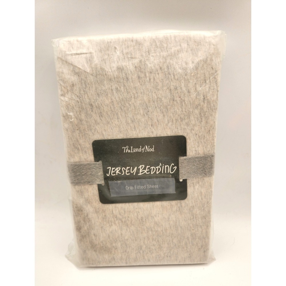 LAND OF NOD | NWT NIP Jersey Bedding Fitted Crib Sheet Heather Gray Baby Toddler